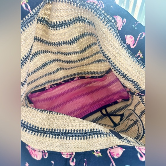 Vera Bradley Flamingo Fiesta Beach Straw Appliqué Tote - Picture 4 of 8